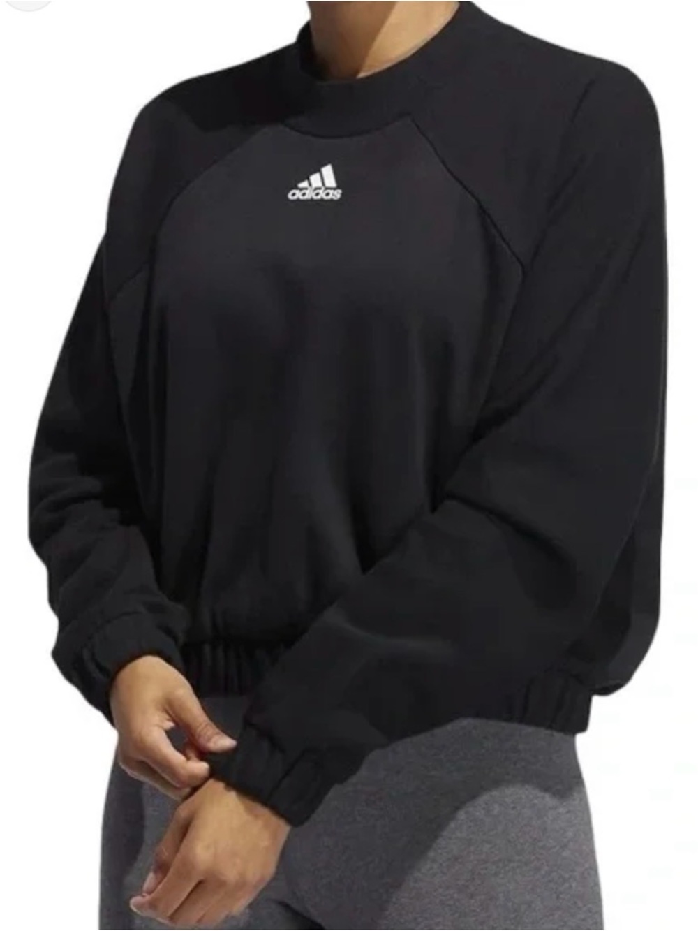 adidas Black Crewneck Sweatshirt with Embroidered Logo